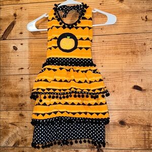 Sur La Table Halloween Pumpkin Black and White Polka Dot Apron